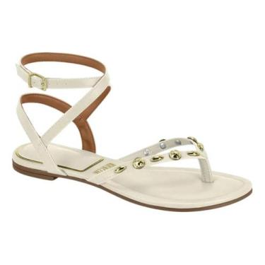 Imagem de Sandália Vizzano Rasteira Tamanco Strass Pedrarias 6528108, 36, Branco