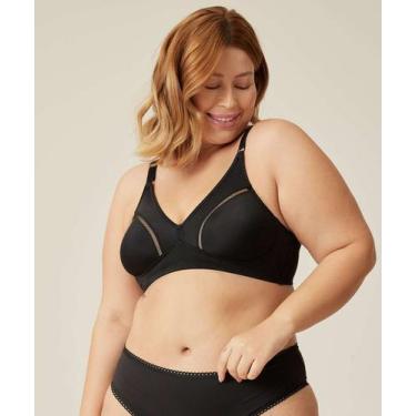 Imagem de Sutiã Plus Size Sem Aro E Sem Bojo Recorte Tela Marisa-51460, Preto, 4
