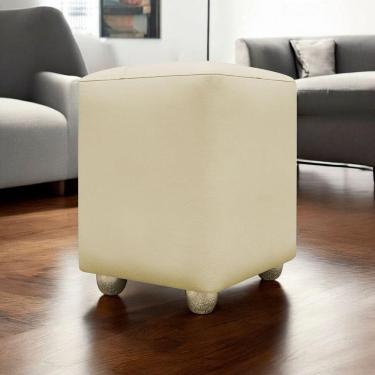 Imagem de Puff Decorativo Quadrado Penteadeira Urban - Bege-Bege Corino