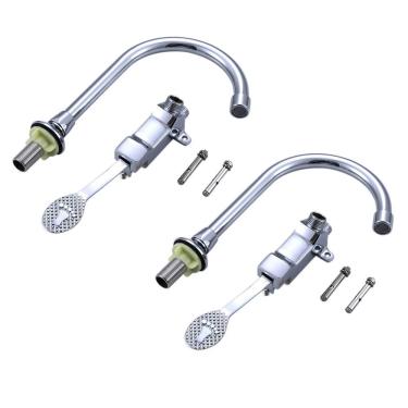 Imagem de Torneira Valvula Acionamento Pedal Kit 2 Uni Banheiro Cirurgia Hospital Clinica Laboratorio Higienizaçao Piscina