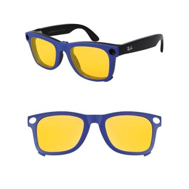 Imagem de HILEEN Clipe não polarizado para Ray-Ban Meta Wayfarer RW4008 e Gen 2 RW4012 Grande 53-22 para homens e mulheres Proteção UV - HD Amarelo