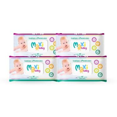 Imagem de Kit 4 Toalhas Umedecidas Hipoalergênico 50un Cada Maxi Baby
