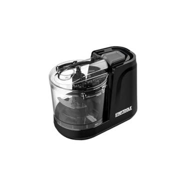 Imagem de Mini Processador Triturador Elétrico, 200W, 220V, 350ml, Preto, 2 Lâminas, Copo Transparente, para Carnes, Ervas, Frutas e Legumes