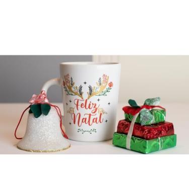 Imagem de Caneca de Porcelana 270ml Natal Mágico – Merry Christmas | Caneca Temática Natalina para Presente e Decoração