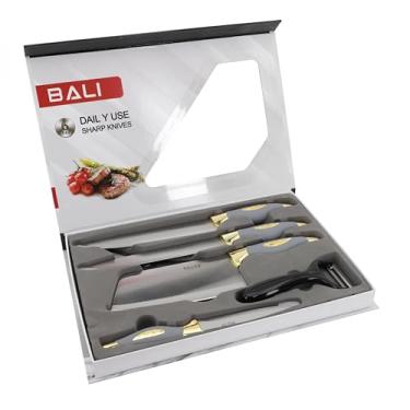 Imagem de BALI Kit de Facas e Utensílios 6 Peças, Aço Inox com Cabos Ergonômicos, Inclui Faca Chef, Peixeira, Legumes, Cutelo, Tesoura e Descascador