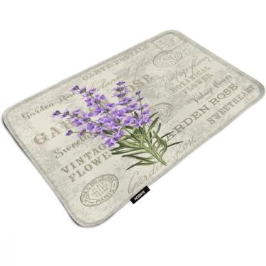 Imagem de Tapete de banheiro com flores de lavanda para banheiro, vintage, lavanda elegante, fundo de cartão postal, tapete de banho antiderrapante absorvente de água para banheira, banheiro, banheira e