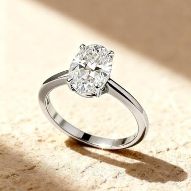 Imagem de 1 anel de zircônia oval de prata esterlina 8 quilates de luxo de alto brilho para mulheres baile de formatura melhor presente joias finas presentes (prata), 8, Prata esterlina, Sem Pedra Preciosa