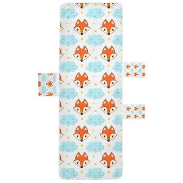 Imagem de STAYTOP Capa de toalha de cadeira de descanso, linda capa de espreguiçadeira macia de raposa de desenho animado, capas de cadeira de praia com bolsos para jardim ao ar livre, pátio, pátio, banhos de