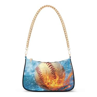 Imagem de CEBUGI Bolsas transversais para mulheres, bolsa de ombro para beisebol, bolsa de mão elegante com alça de corrente