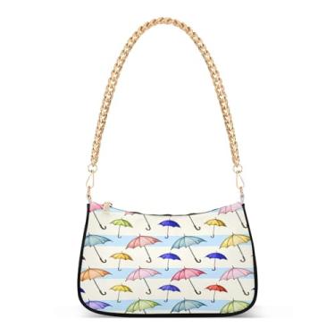 Imagem de CEBUGI Bolsas transversais femininas bolsa de ombro aquarela, guarda-chuvas, bolsa de mão elegante com alça de corrente