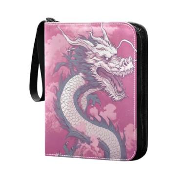 Imagem de Wassud Fichário de 4 bolsos em aquarela dragão chinês comporta 400 cartões padrão, álbum TCG CCG MTG à prova d'água, presentes para colecionadores, meninos e meninas
