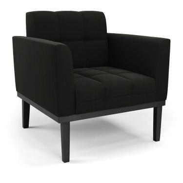 Imagem de Poltrona Base De Madeira Fixa Preto Elisa Suede Preto D03 - D'rossi