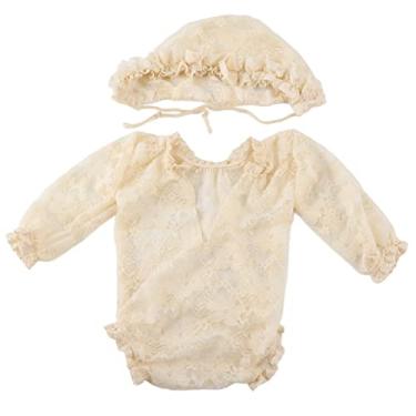 Imagem de Siwoted crianças fotografia roupas recém-nascidos rendas infantil bebê foto adereços traje fotografia adereços terno (Bege)