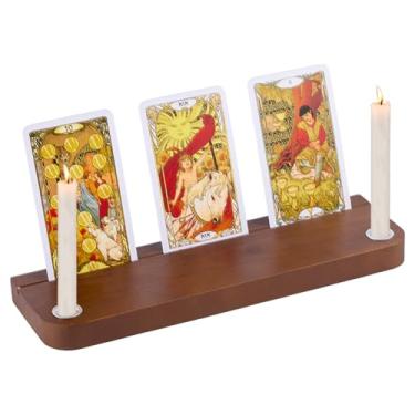 Imagem de FINGERINSPIRE Suporte de cartão de tarô de madeira 7,5 x 25 x 1,9 cm de café, retangular, suporte de cartão de tarô, suporte de madeira para cartões oráculos, suporte para meditação, estojo de cartão