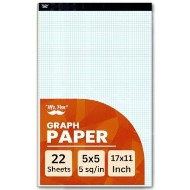 Imagem de Mr. Pen - bloco de papel para engenharia, papel gráfico, 5 x 5 (5 quadrados por polegadas), 17 x 11 polegadas, 22 folhas, bloco de engenharia, papel de gradea, pastilhas de computação, papel de desenho, papel quadrado, papel de blueprint, papel de escrita