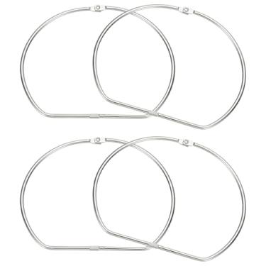 Imagem de PATIKIL 4 peças anel de fichário em forma de D, 7,2 polegadas folhas soltas fichário anéis de metal organizador de fita Washi para cartão de índice home office chaves fotos DIY recibos de papel