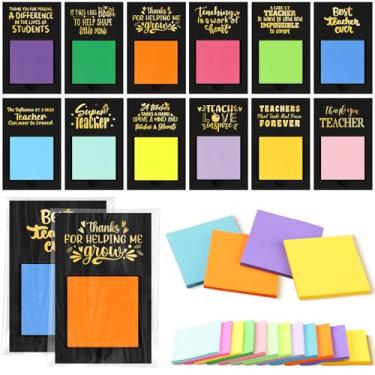 Imagem de Motipuns 36 peças de presentes de agradecimento de professores de Natal, porta-notas adesivas para o dia do professor de Natal, presentes de agradecimento, bloco de notas adesivas em massa, sacos de