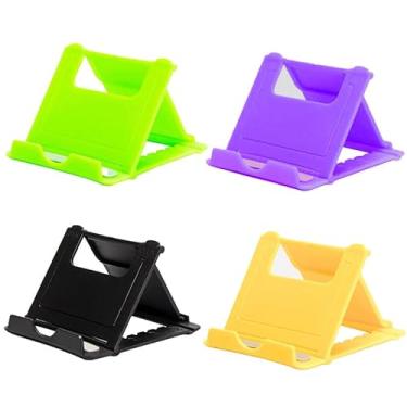Imagem de Suporte prático para telefone, ângulo ajustável, dobrável, portátil e compacto, base dobrável para smartphone de mesa, mistura de cores