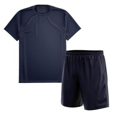 Imagem de Kit Calção Short Futebol Basquete Marinho + Camiseta Manga Curta Masculina-Masculino
