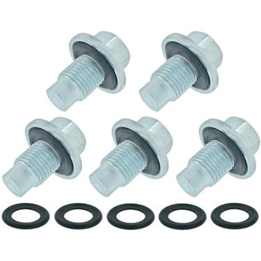 Imagem de 5 peças de plugue de drenagem de óleo ponto piloto M14-1.50 apto para Ford F250 F350 F450 F550 6.7 diesel, Expedition, Explorer, Lincoln, substitui 090-161,65266, 090-937CD, F75Z-6730-BA, XW4Z-6730 A, A, 30 M4-10-404