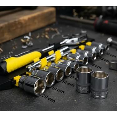 Imagem de Jogo Kit Soquetes Canhão Cachimbo Aço Crv 12 Pcs 1/2 Pol