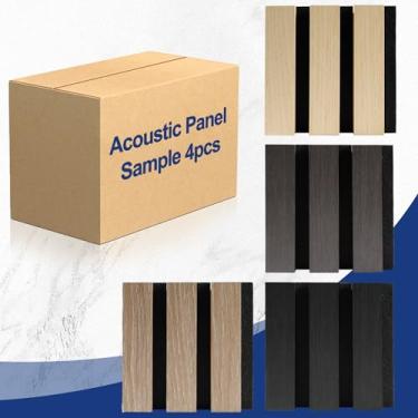 Imagem de FENCY Pacote de amostras de painel de parede de madeira, amostras de painel de ripas de MDF acústico para paredes e tetos, amostras de painéis de parede canelados decorativos para decoração de casa e