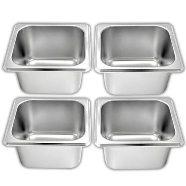 Imagem de Kit 4 Cubas em Aço Inox Gastronômica 1/6 Para Buffets Rechauds Self Se