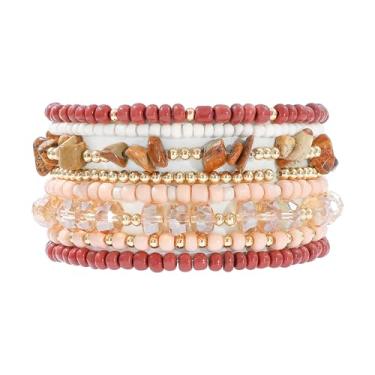 Imagem de RISHEGAE Heishi Pulseiras elásticas com contas elásticas para mulheres, pulseiras empilháveis de argila de polímero, amizade, boho, verão, praia, conjunto de joias, 7IN, Contas de argila, Sem Pedra