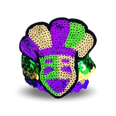 Imagem de Hremhoo Pulseira de carnaval com glitter brilhante chapéu grosso máscara de palhaço pulseiras pulseira de carnaval festa lembrancinha presentes joias acessórios de carnaval para mulheres, Medium