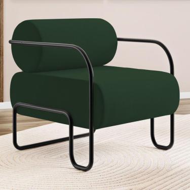 Imagem de Poltrona Decorativa Orgânica Living Miska Veludo Verde Escuro - Desk Design