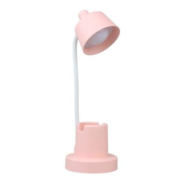 Imagem de Hilitand Lâmpada de Mesa LED Com Suporte de Caneta USB Recarregável Dobrável Olho Portátil para Atear a Luz da Mesa de Estudo para o Escritório do Dormitório (Rosa)