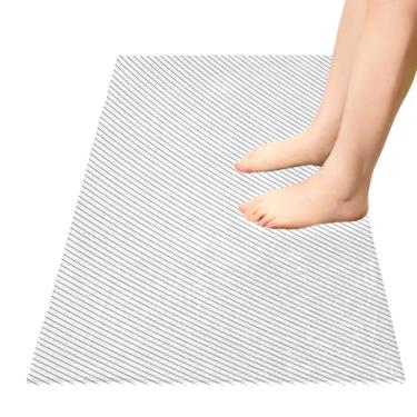 Imagem de TSENQUE Tapete de banheiro geométrico com listras diagonais tapete de cozinha grande capachos de entrada absorvente antiderrapante tapete de chuveiro para decoração de quarto de casa, 99 cm x 50 cm