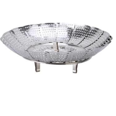 Imagem de Cesta de Cozimento a Vapor, Aço Inox, Dobrável, 22cm Diâmetro, 8cm Altura, 132g