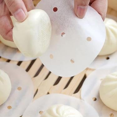 Imagem de 100 papéis circulares para vaporizador de óleo de silicone de 7,5 cm, papéis antiaderentes e descartáveis para cozinhar bolinhos e pão a vapor