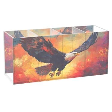 Imagem de TSENQUE Majestic Colorful Eagle Cute Desk Pen Holder Art Fun Marker Caddy Acrylic Brush Organizer Pencil Holder Cup