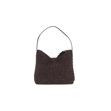 Imagem de CHIC DIVINNA Bolsa de ombro feminina Hobo, bolsa transversal pequena de camurça sintética, bolsa de alça superior com alça longa removível, Café