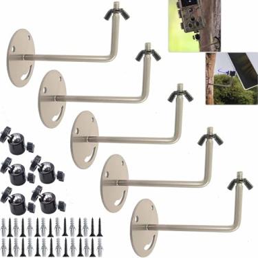 Imagem de 5 suportes de câmara, tripé de árvore durável para câmaras de caça, câmaras de vigilância, suporte de câmara de caça com rosca universal de 1/4" para montagem de 360° em árvores (tripé caça)