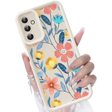 Imagem de CASBST Capa para Samsung Galaxy A14 5G, design criativo de flores para meninas e mulheres, capa de silicone líquido, moldura mais grossa à prova de choque e resistente a arranhões para Samsung A14