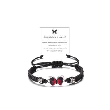 Imagem de Asiamist Pulseira Always Believe in Yourself Borboleta Roxa Azul Borboleta Pulseiras para Mulheres Ajustável Corda Trançada à Mão Pulseira Borboleta Amizade Combinando Joias para Casais, Adjustable