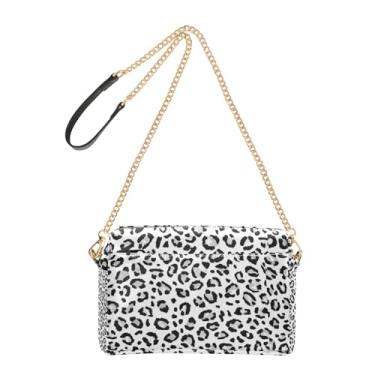 Imagem de Joitme Bolsa tiracolo feminina, bolsa para celular, preta, cinza, estampa de leopardo, branca, couro PU, alça de corrente