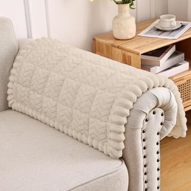 Imagem de Smiry Capas antiderrapantes para apoio de braço de sofá para cães, capas felpudas para sofá e animais de estimação, capas macias para poltrona, protetor de braço lavável (damasco, 70 x 70 cm)