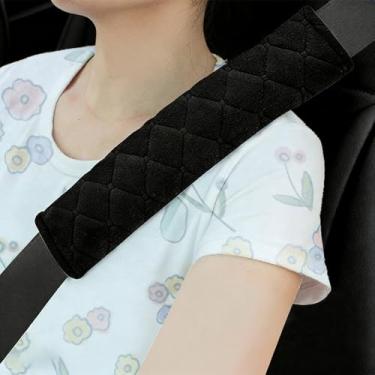 Imagem de Capa de cinto de segurança automática macia, almofada de ombro acolchoada, pacote com 2, preta, compatível com todos os carros, compatível com mochilas, condução confortável