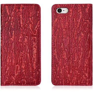 Imagem de KKFAUS Capa de telefone flip magnética com suporte de cartão, para iPhone SE (3ª geração) (2022) 4,7 polegadas padrão de casca de couro folio Kickstand case coldre (cor: vermelho)