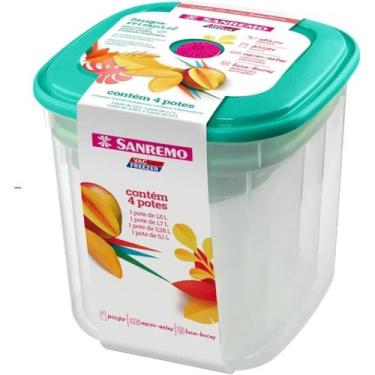 Imagem de Conjunto 4 potes de 5,1L 3,2L 1,7L 1,5L para guardar alimentos - Sanre
