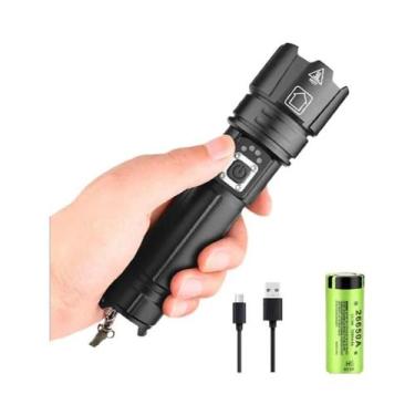 Imagem de Lanterna LED De Alta Potência XHP90 Recarregável Por USB Com Zoom Para