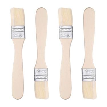 Imagem de HARFINGTON 4 pincéis de pintura de lascas grossas duplas de 2,5 cm com cabo de madeira para pintura de arte faça-você-mesmo, móveis, gabinete, cercas, deck, parede, porta, branco,