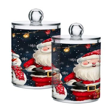 Imagem de xigua Pacote com 4 lindos suportes de Natal para bolas de algodão, cotonete – Frasco de plástico de boticário de armazenamento versátil transparente de 4 ml para banheiro e organização de