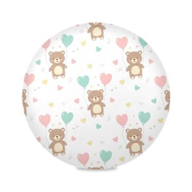 Imagem de Wassud Jogo americano com balões de urso raibow tapetes de mesa redondos para cozinha e jantar tapetes laváveis resistentes ao calor decoração de mesa 39 cm