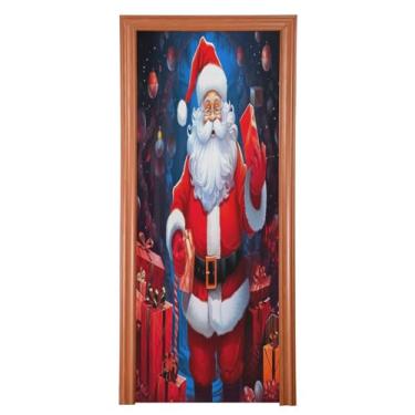 Imagem de Wassud Papai Noel com presentes vermelhos, decoração de porta de Halloween, faixa interna e externa, decoração de casa, grande, 91 cm x 248 cm