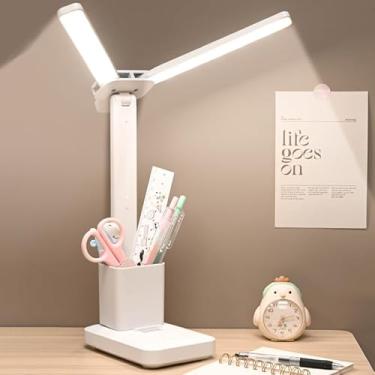 Imagem de Lâmpada de mesa LED, caixa de armazenamento removível e suporte de telefone embutido, toque de 3 níveis - casa, escritório, quarto, cabeceira, luz de leitura, branca